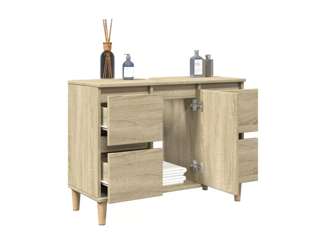 Meuble d'évier chêne sonoma 80x33x60 cm bois d'ingénierie