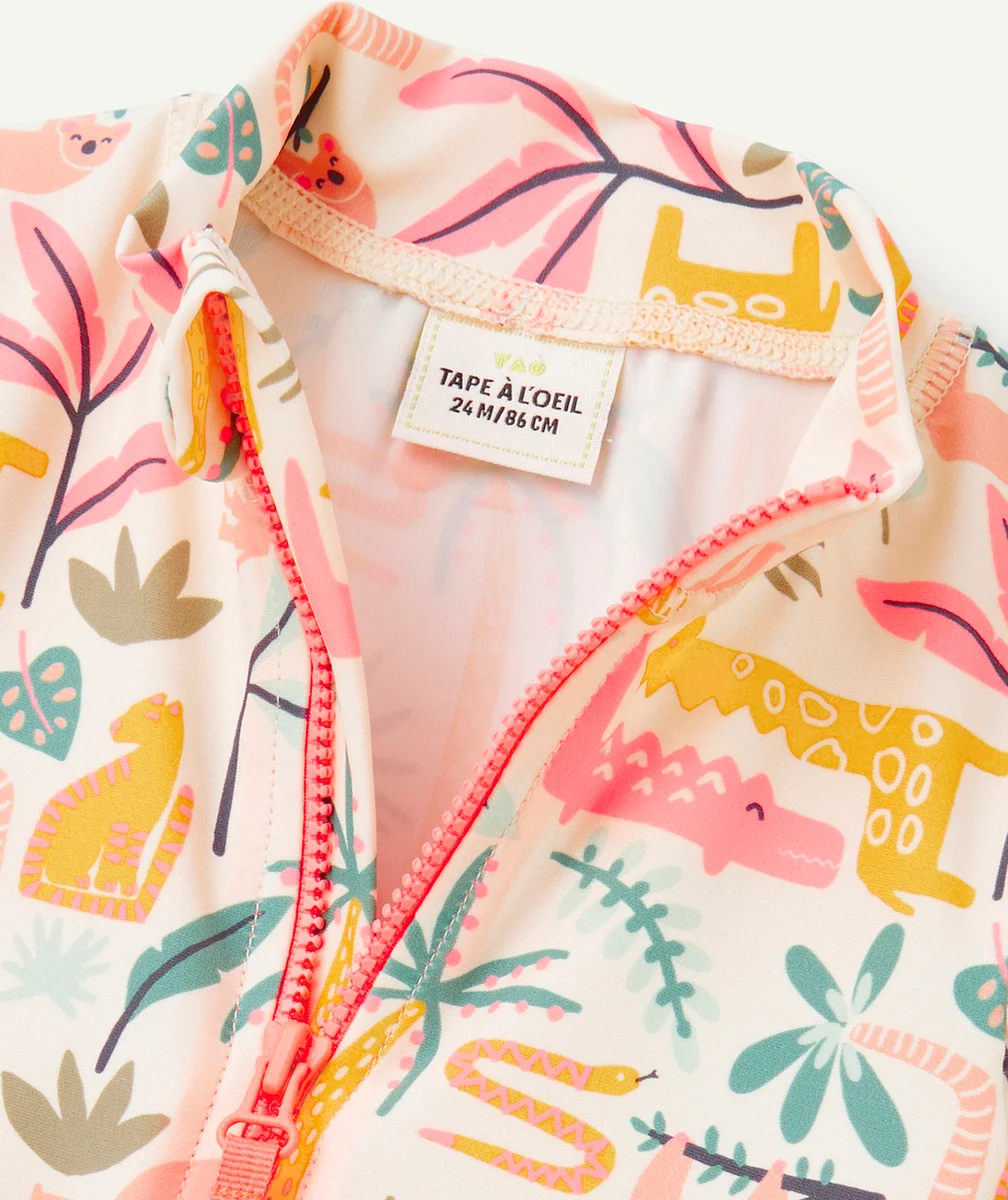 COMBINAISON ANTI-UV BÉBÉ FILLE EN FIBRES RECYCLÉES IMPRIMÉE JUNGLE