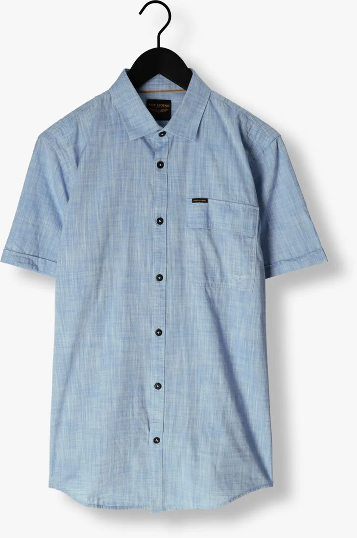 PME LEGEND lichtblauwe pme legend casual overhemd short sleeve shirt 2 tone slub