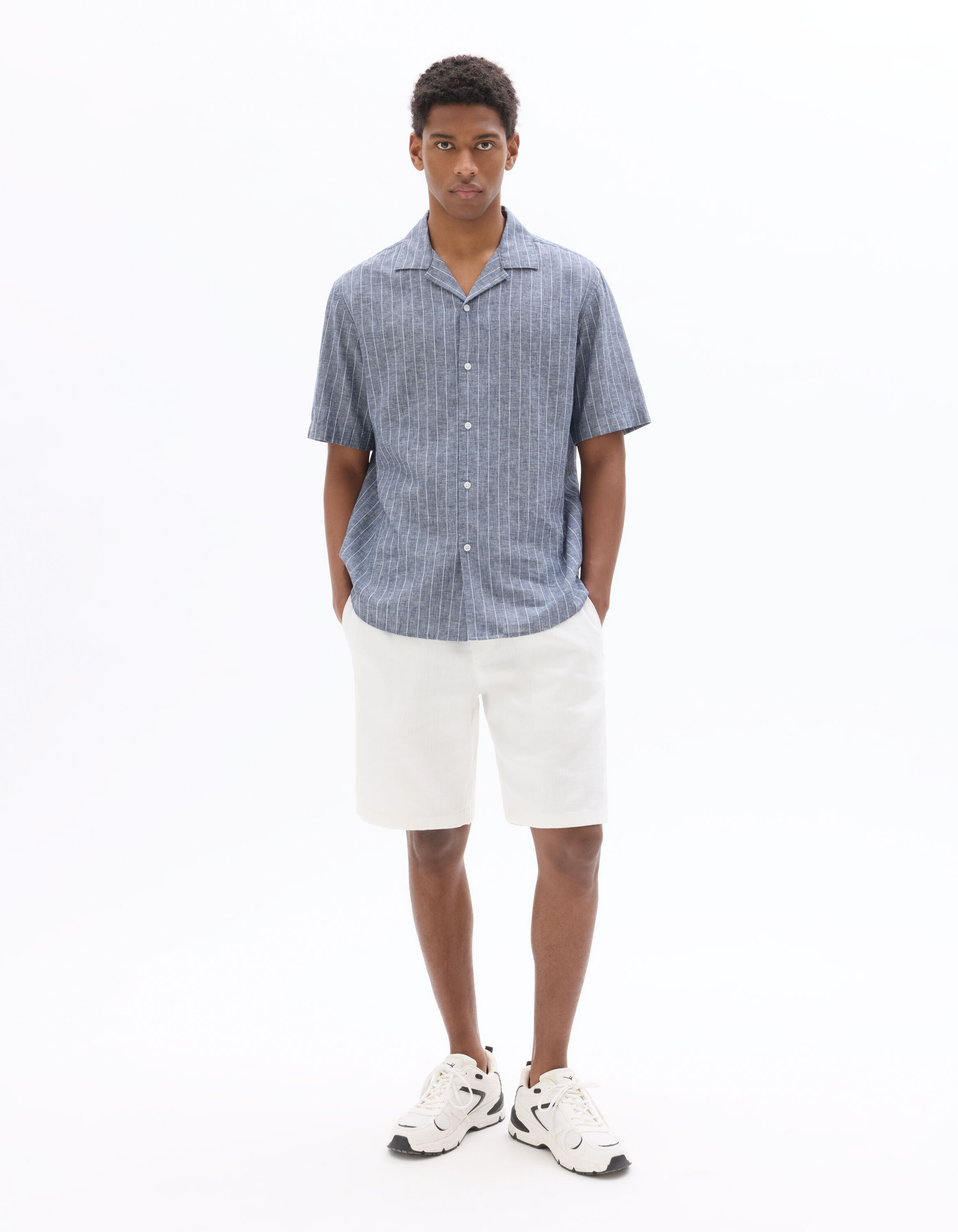 Bermuda texturé 100% coton - blanc
