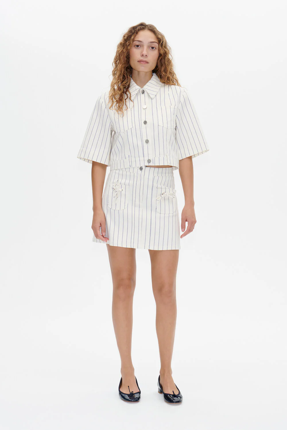 Baum und Pferdgarten  Majsa denimskjorte - White Sand Pinstripe