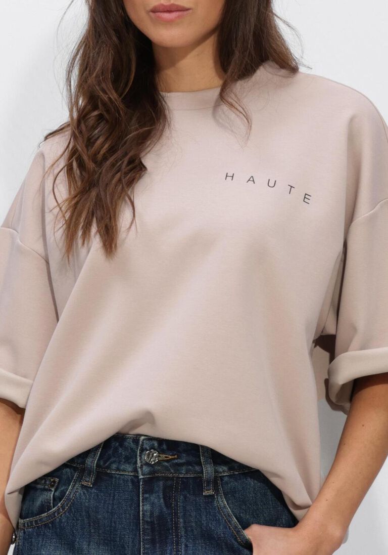 beige haute l'amitié trui maxi split ss logo sweat
