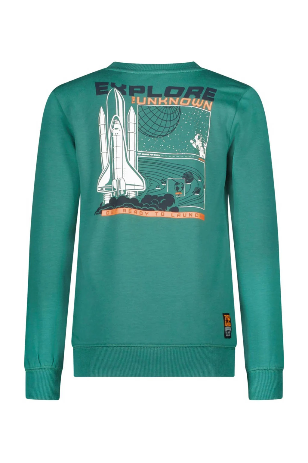 TYGO & vito sweater Silver met backprint zeegroen