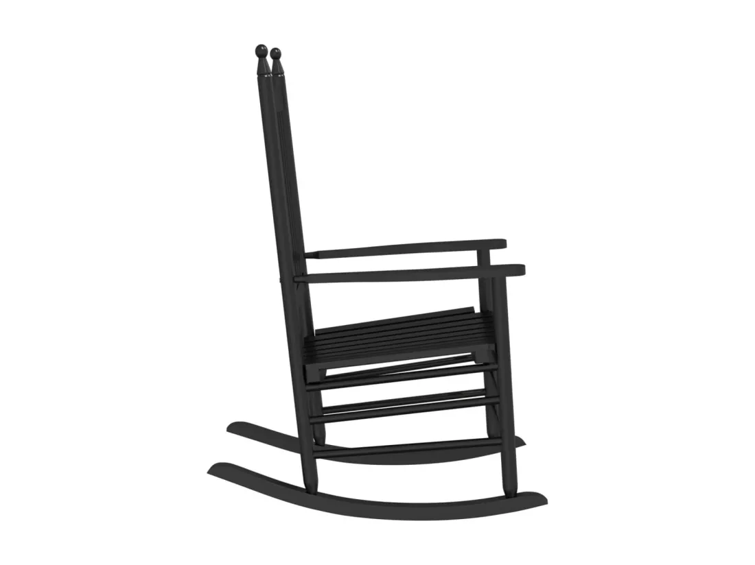 Chaise à bascule avec siège incurvé noir peuplier massif