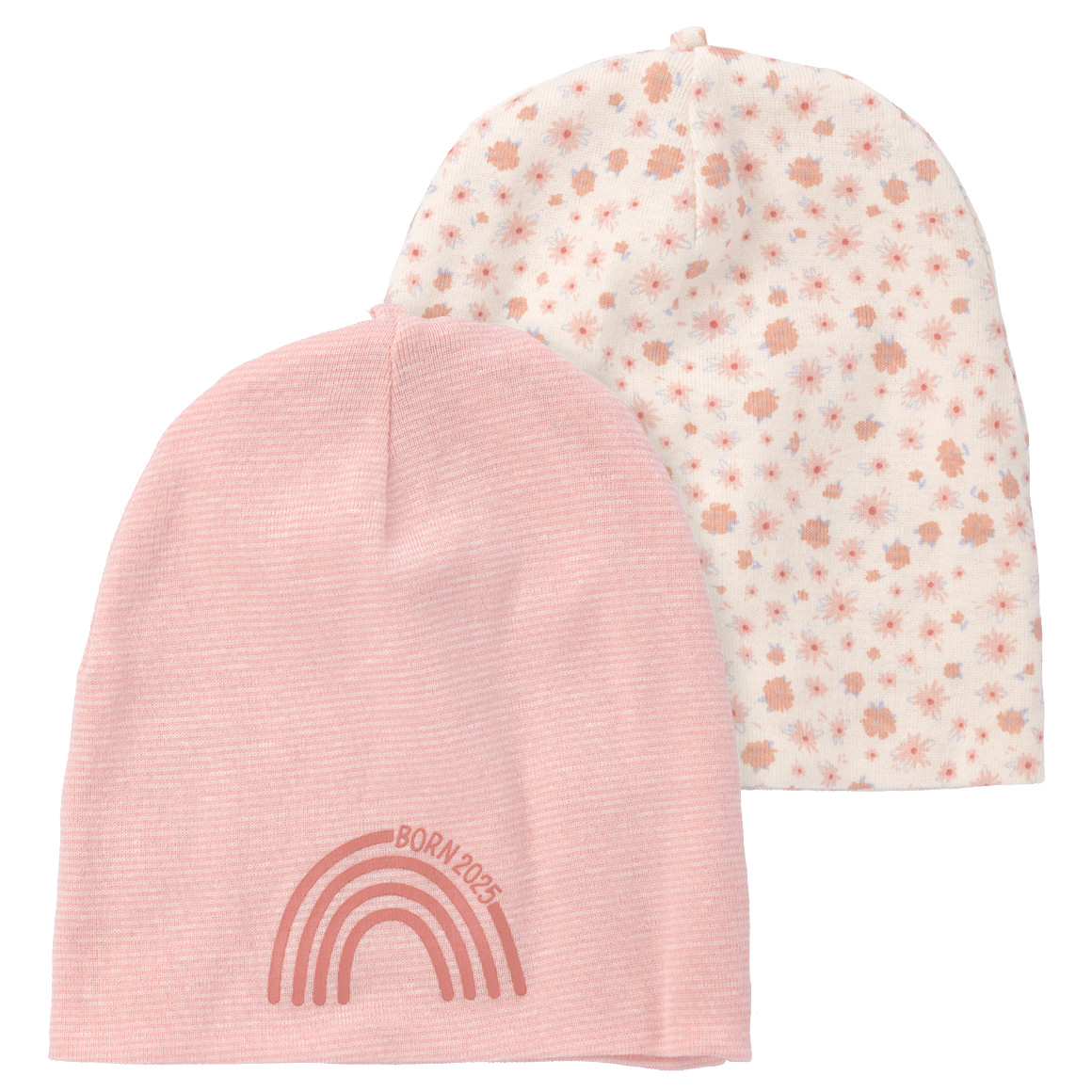 Topomini 2 Newborn Mützen Born 2025 rosa / hellbeige