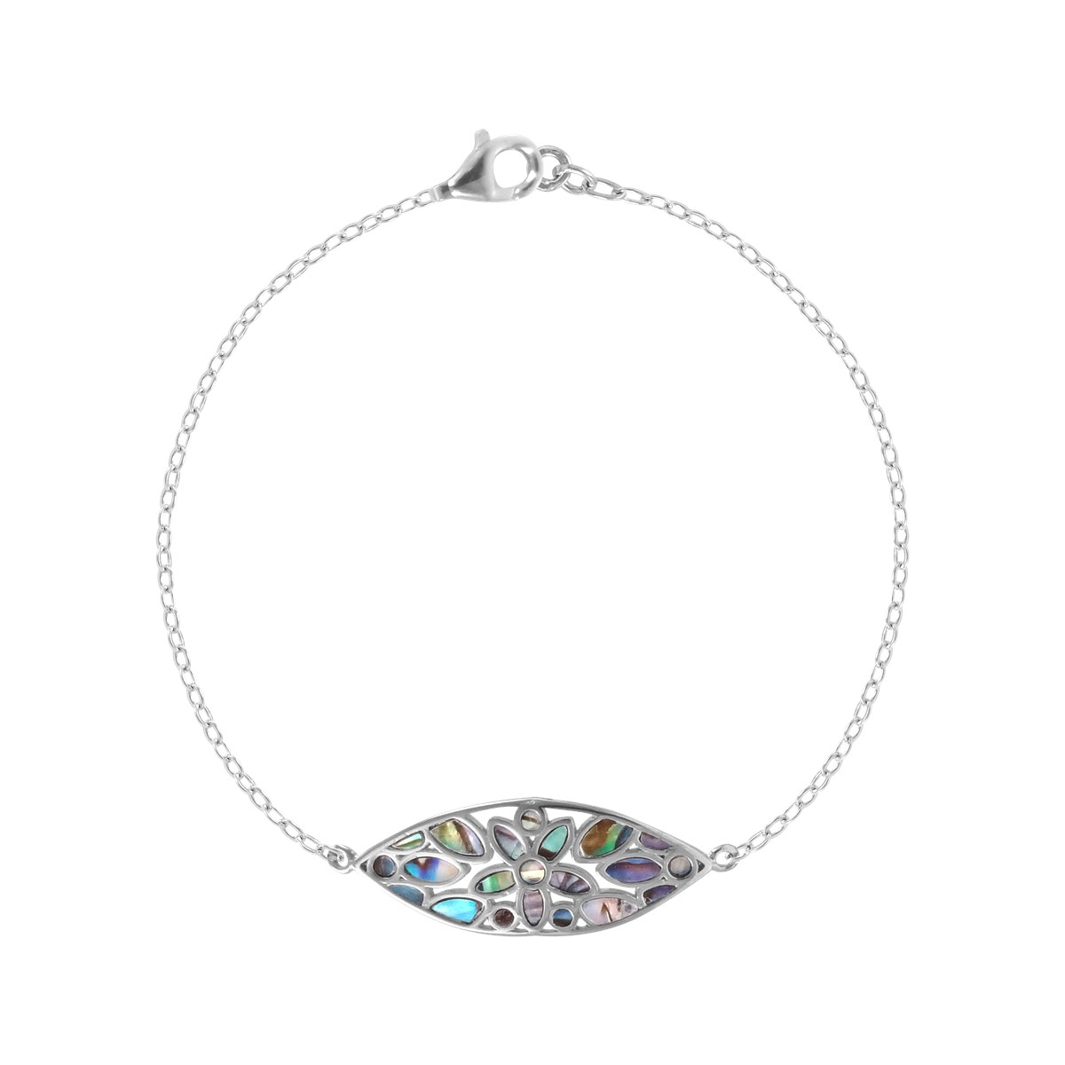 Bracelet en argent 925 rhodié avec nacre