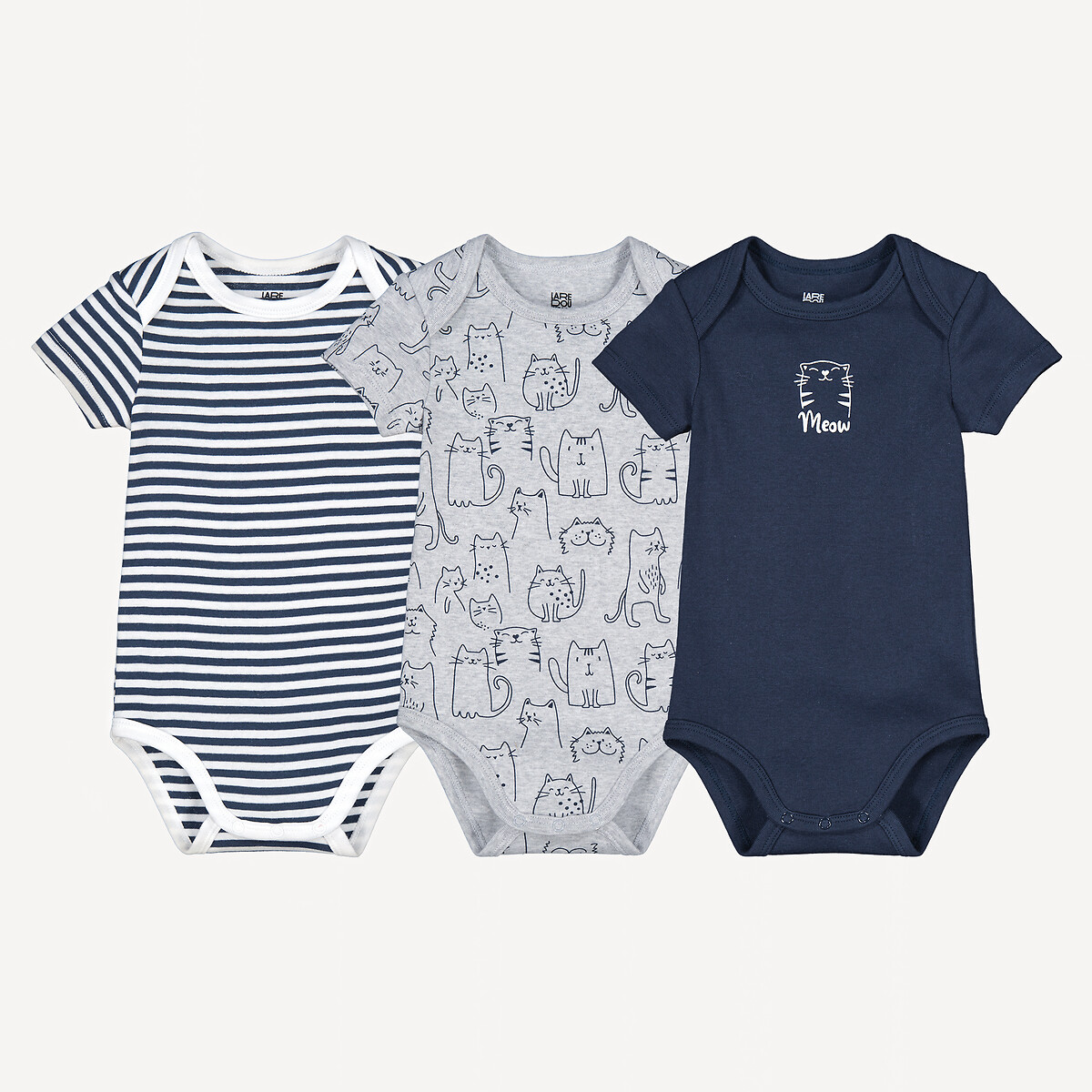 COLEÇÃO LA REDOUTE<br>Conjunto de 3 bodies de manga curta, estampados