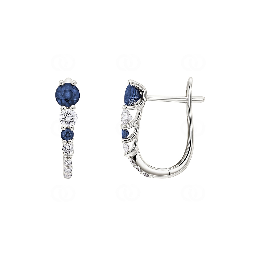 Kreolen 750/18 K Weissgold mit Saphiren & Diamanten 0.25 ct H/si