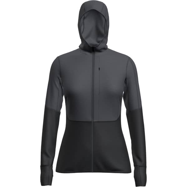 Veste polaire randonnée ICEBREAKER W M 200 REALFLEECE DESCENDER LS ZIP H GRAPHITE/BLK/CB