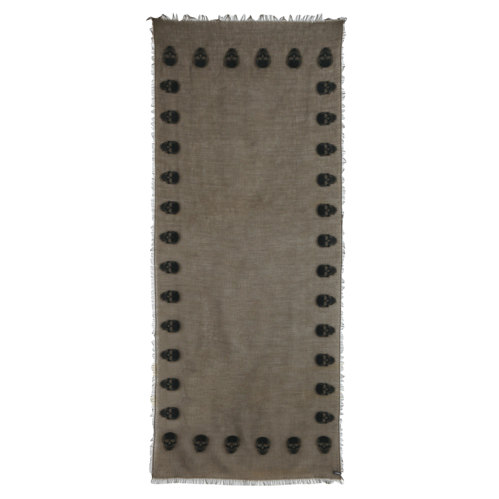 Foulard brodé en coton et laine mélangés | Kaki