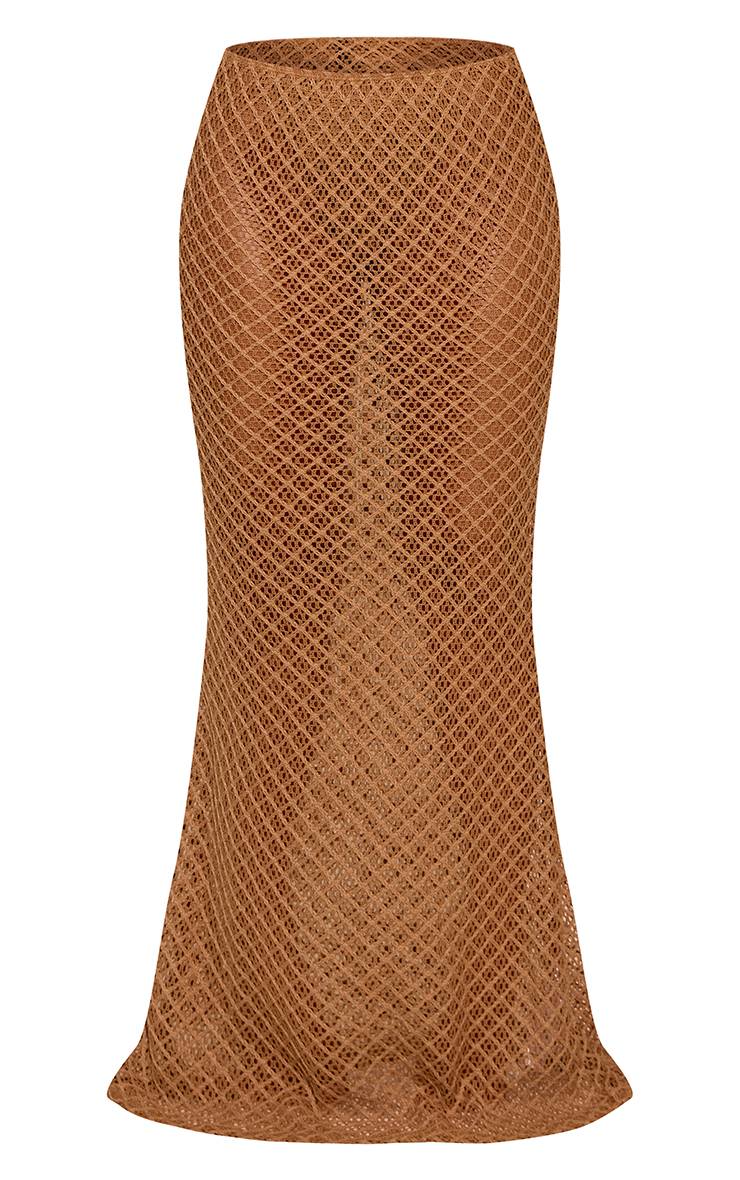 Marron Jupe Longue De Plage En Jersey Texturé