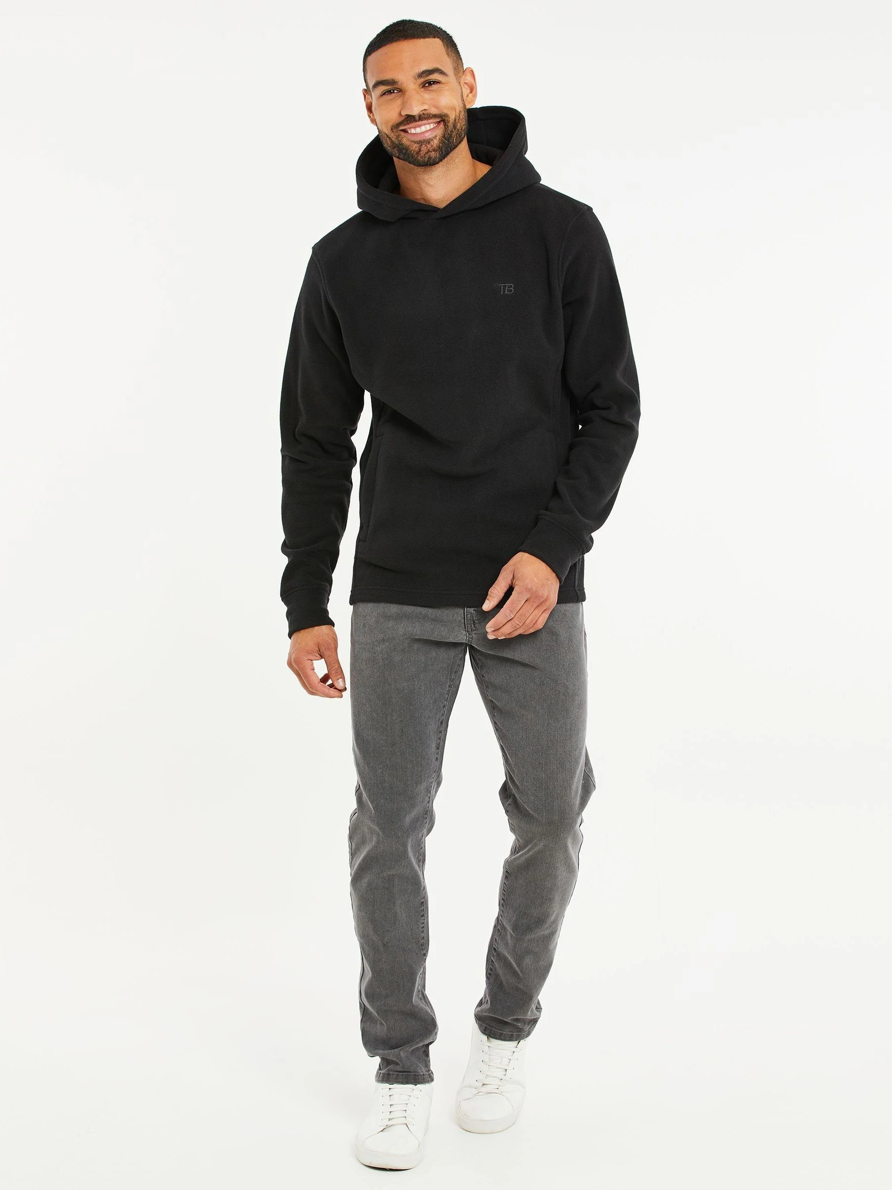 Zwart - Threadbare pullover-hoody van microfleece