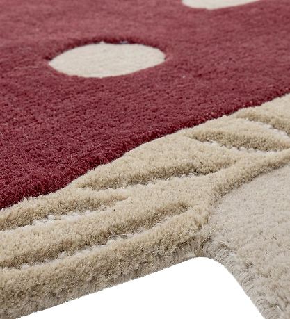 Bloomingville Mini Gulvt?ppe - Uld - 90x85 cm - Mushroom - R?d