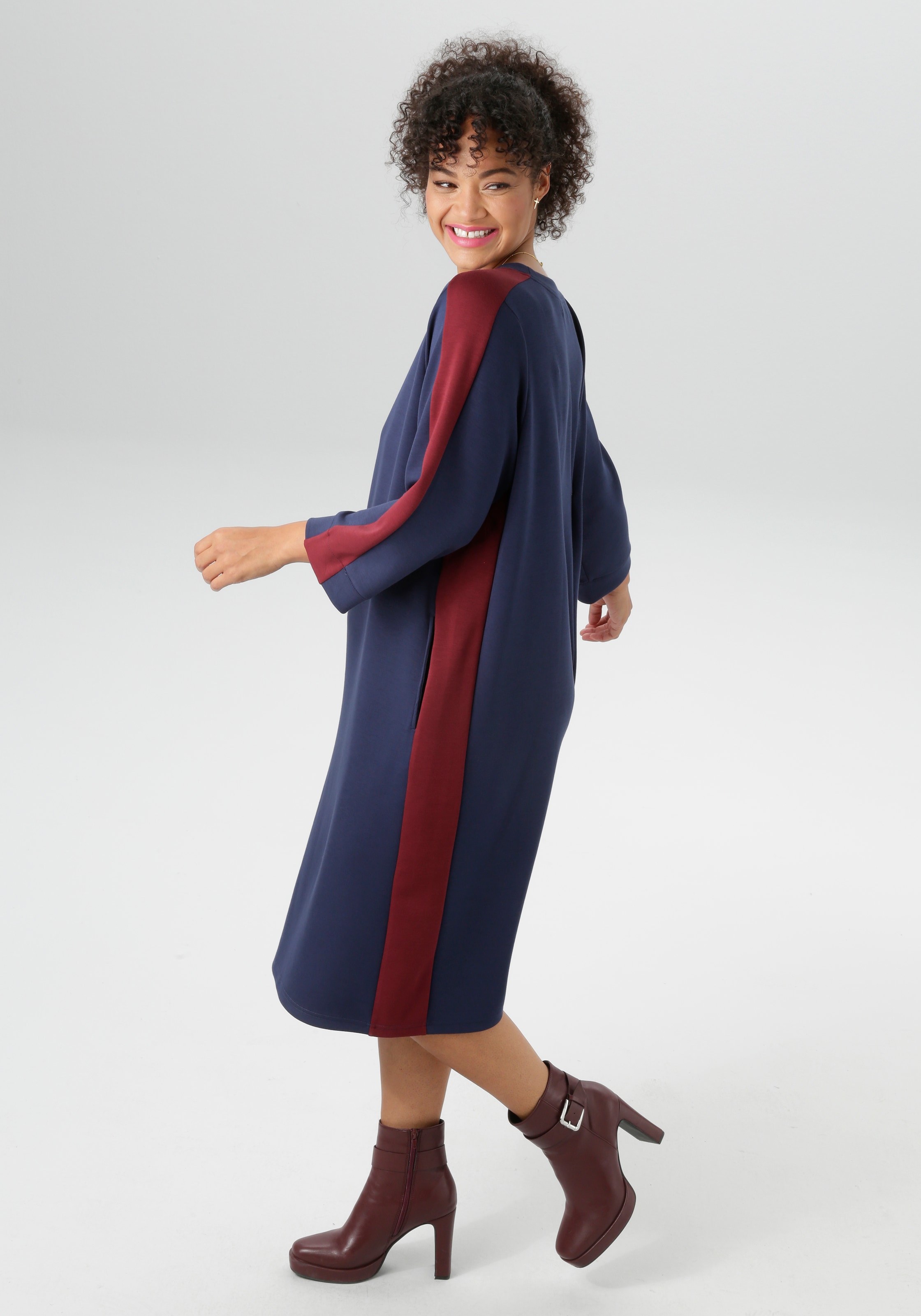 Aniston PLUS Sweatkleid Eingrifftaschen aus super weichen, elastischen Jersey-Qualität - NEUE KOLLEKTION