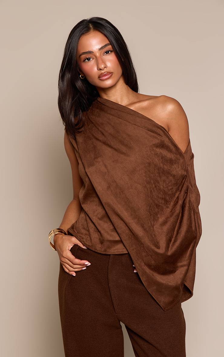 Chocolat Haut Asymétrique En Synthétique Une Épaule Petite