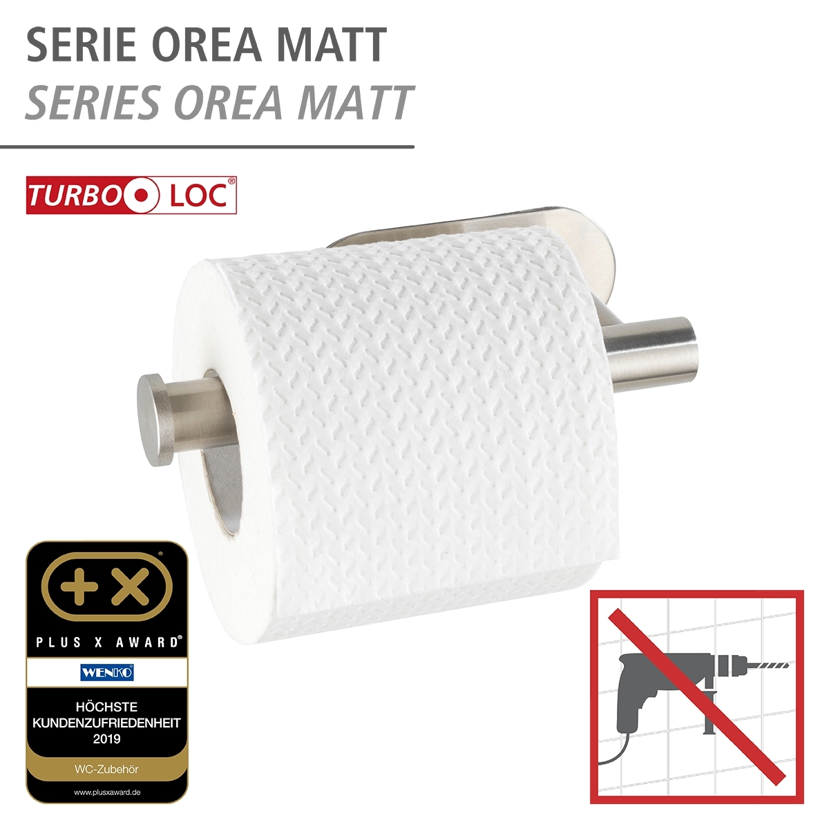 Wenko Orea turbo-loc toiletrolhouder RVS mat