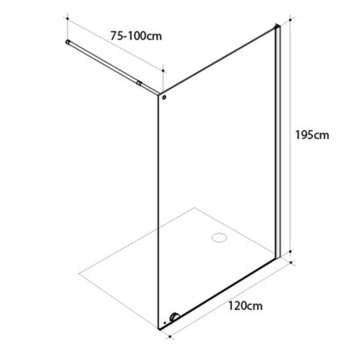Allibert Vast Wand Lago Walk In 120x195 cm Helder Glas