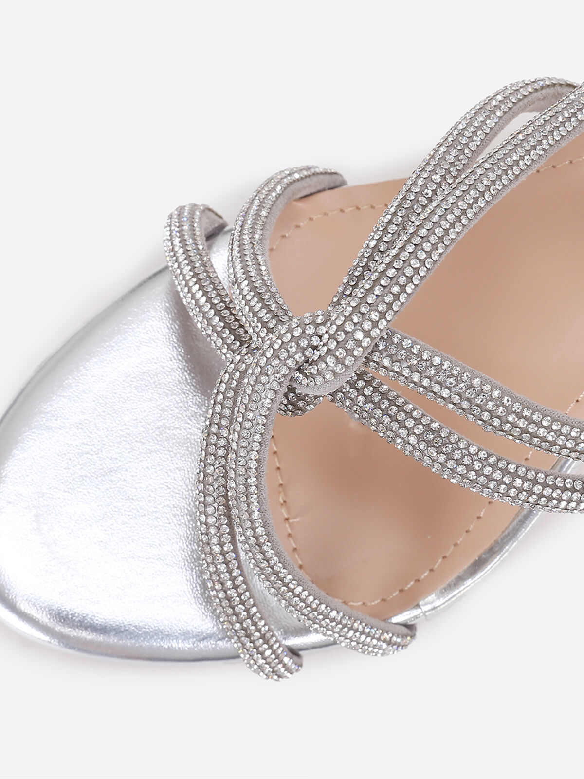 Mules à brides strass entrelacées grandes tailles- Argenté