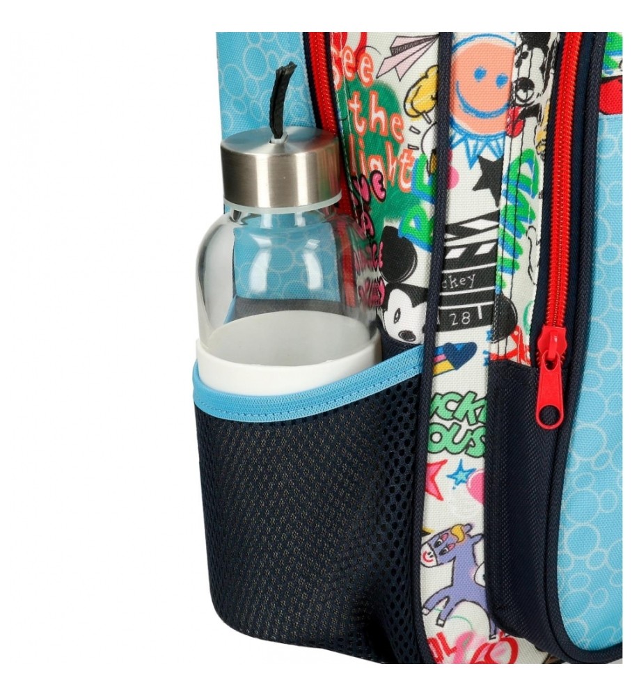 Mochila Infantil Disney Mickey Be Cool com Rodinhas - Azul