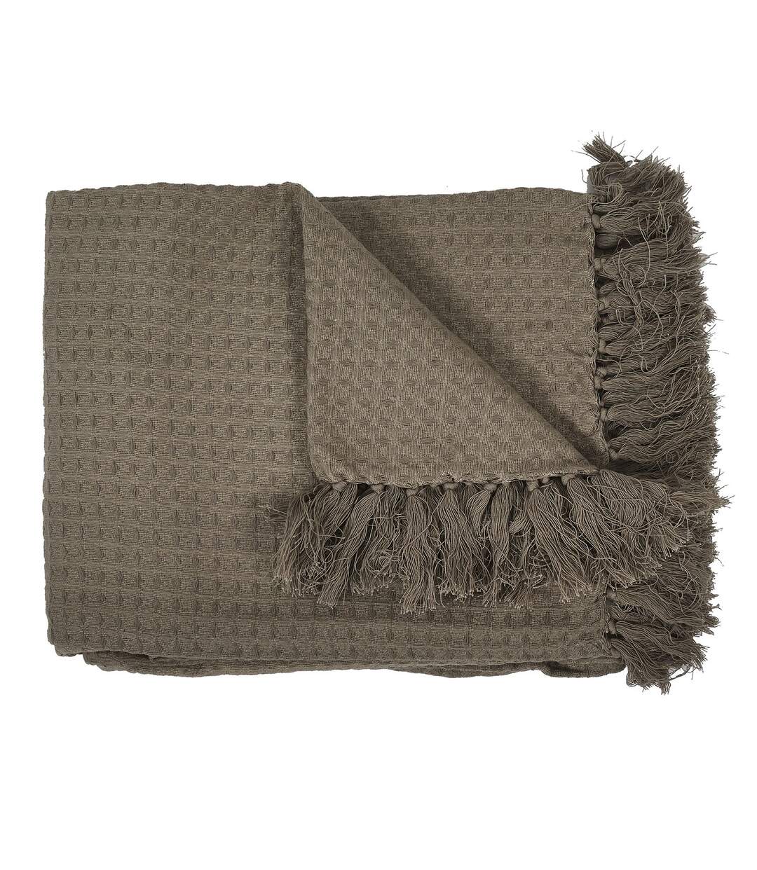 Plaid gaufré - 170 cm x 250 cm - Marron Taupe