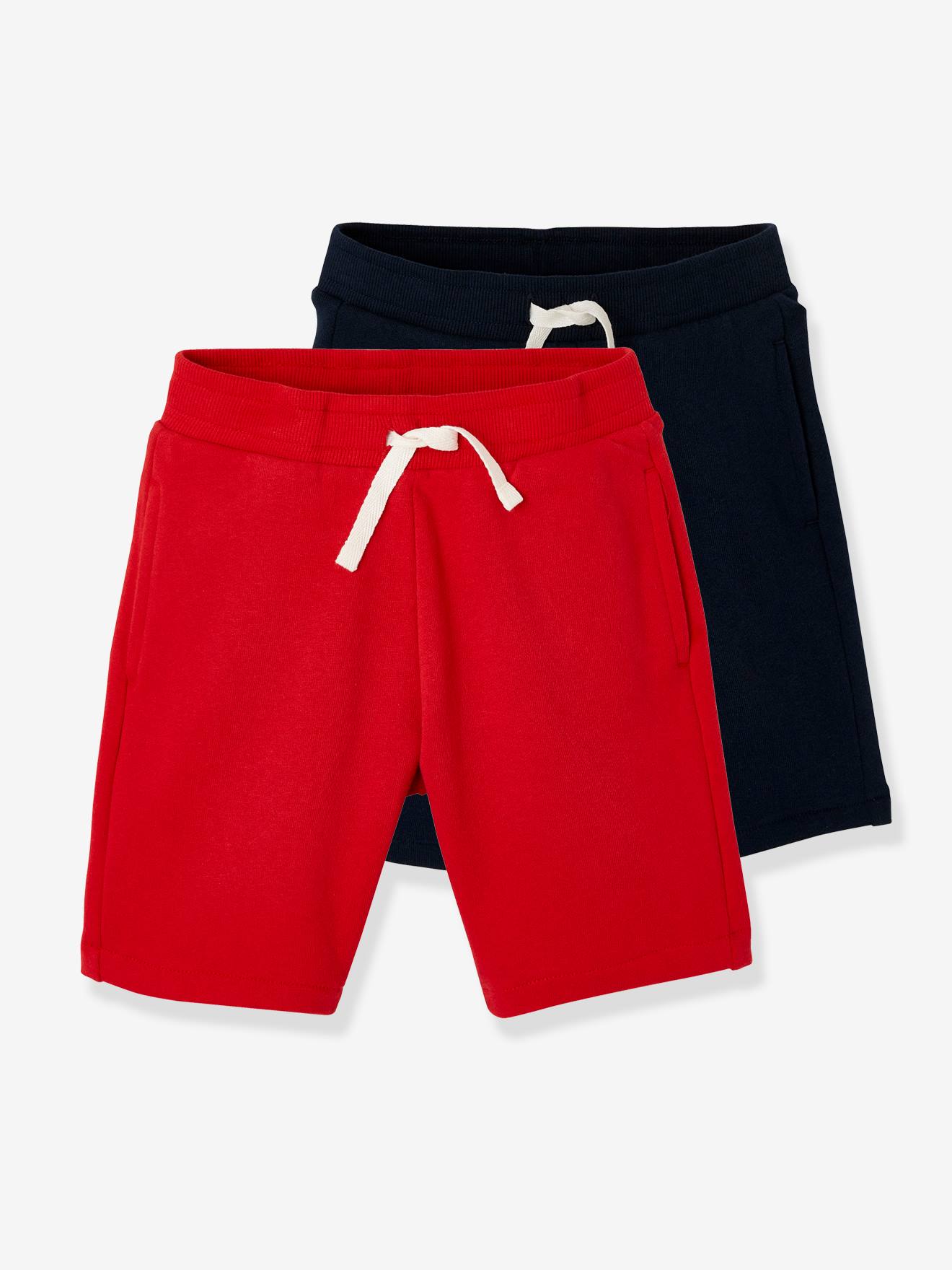 Conjunto de 2 bermudas de lã polar bicolor pretas/multicoloridas para meninos