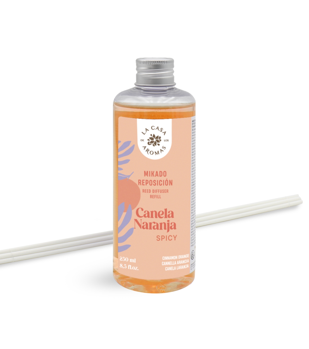 La Casa de los Aromas - Refil de ambientador Mikado 250ml - Canela, Laranja e Pimenta