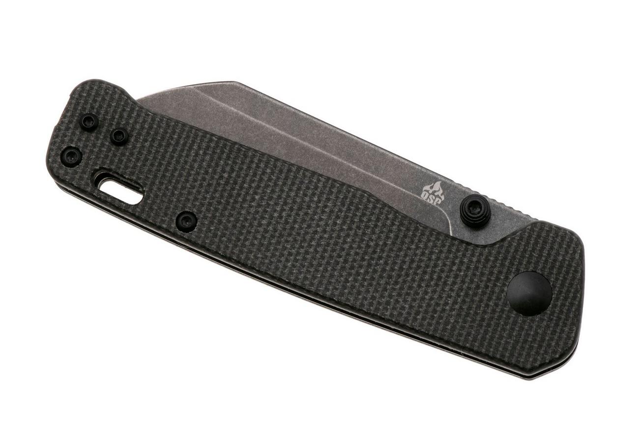 QSP Knife Penguin V2 QS130V2-A2 Blackwashed D2, Dark Brown Micarta, zakmes