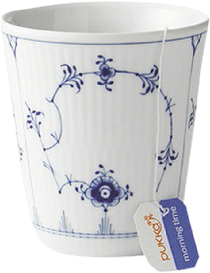 Royal Copenhagen Musselmalet Riflet 29 cl. Termokop Hvid, blå