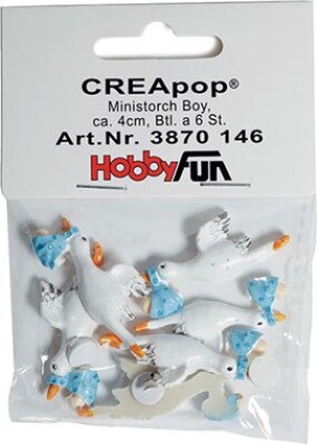 Stork Med Baby 4Cm Lyseblå 6Stk. - 3870146