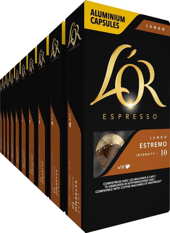 L'OR Lungo Estremo Koffiecups - Intensiteit 10/12 - 10 x 10 capsules