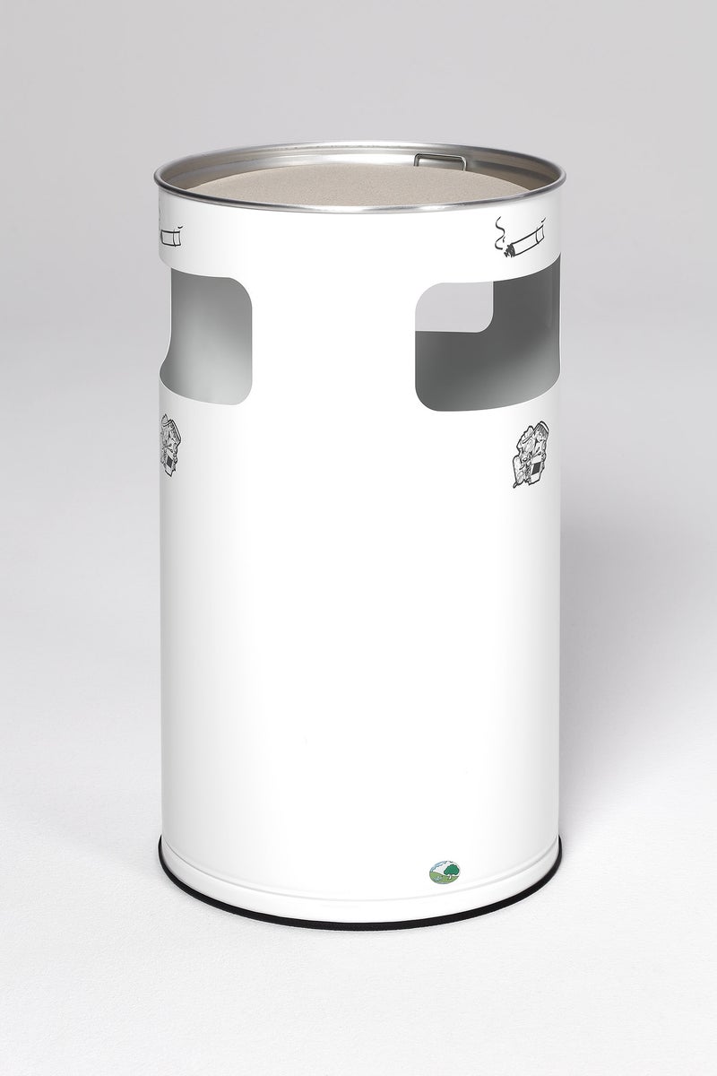 PROREGAL Klassieke Combinatie Asbak Rond HxBxD 76 x 42 x 42 cm Gegalvaniseerd Staal Wit