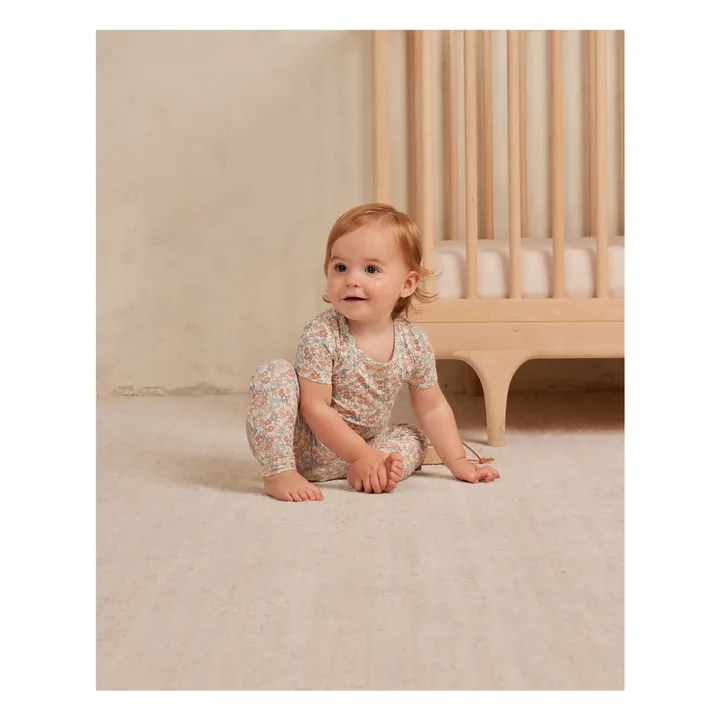 Quincy Mae T-Shirt et Legging Bamboo Fleuri | Blanc cassé