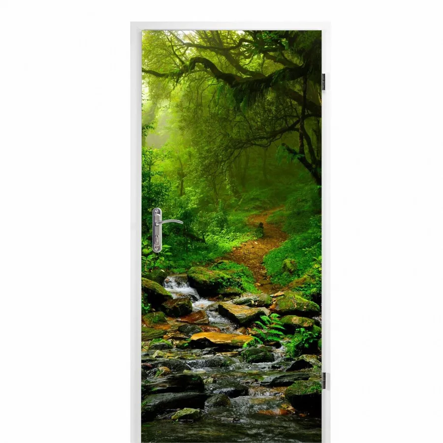 Nikima Türbild TB-02 selbstklebendes Türbild – Waldweg  Klebefolie bunt