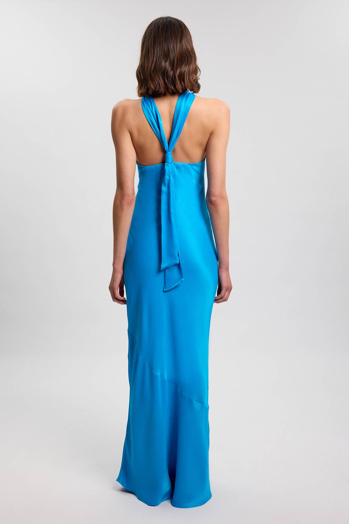 KarenMillen Robe Longue Dos Nu En Viscose Satinée