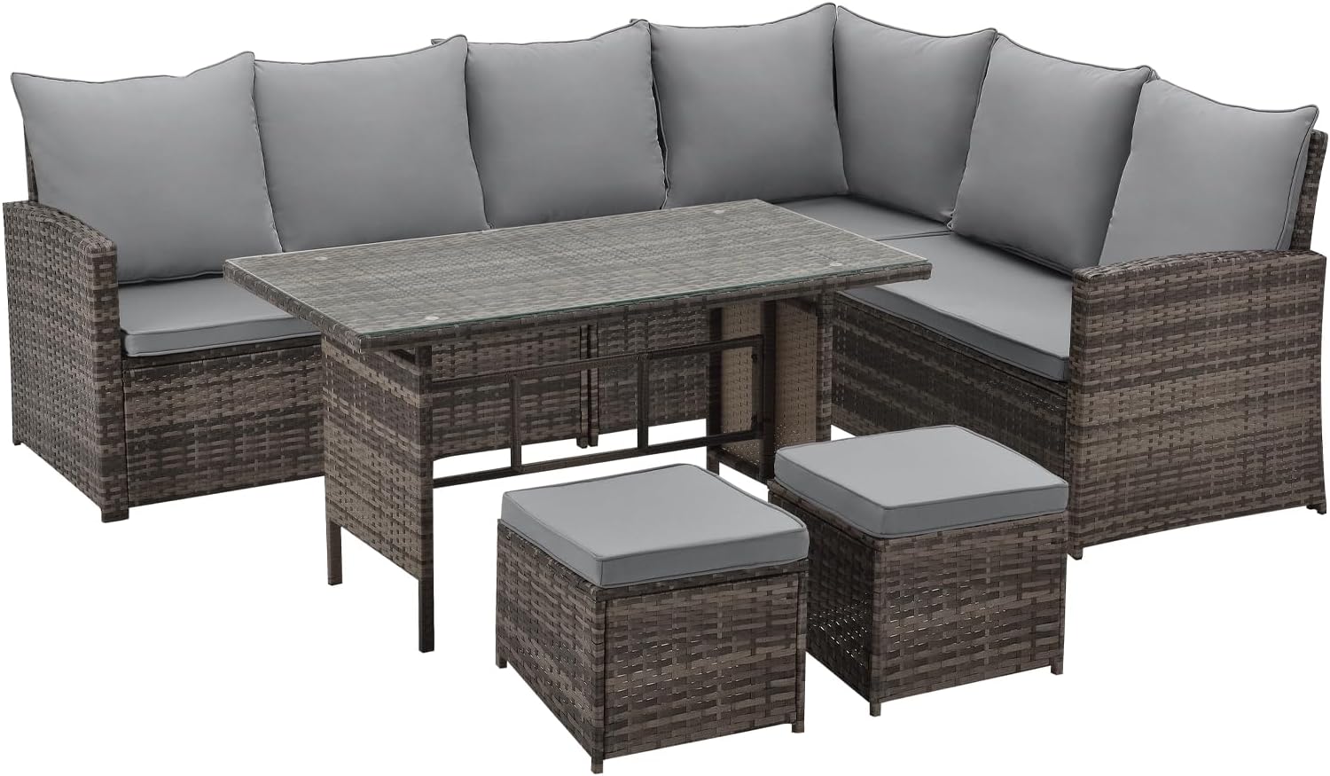 SVITA Monroe Garten-Lounge Set Polyrattan Lounge-Möbel Sitzgruppe Braun