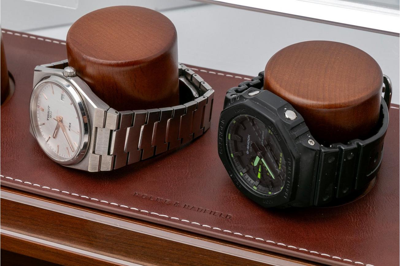 Holme & Hadfield Watch Deck Pro LP-Y09T-8KUM Walnut, horloge display voor 4 stuks
