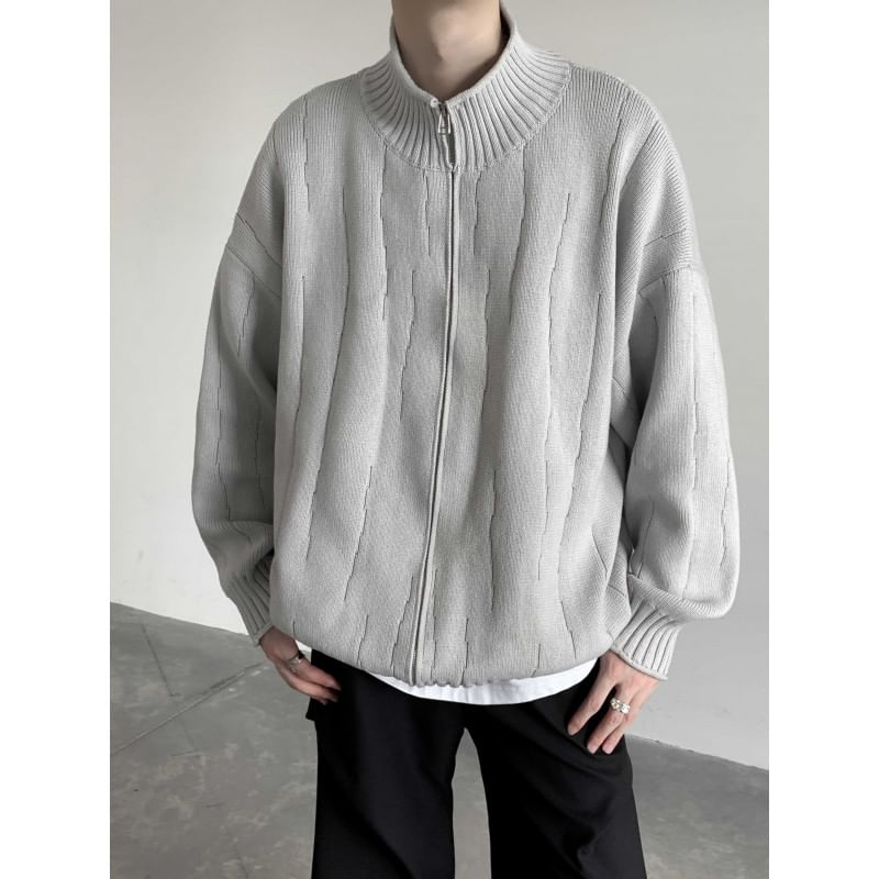 Real Boy - Effen cardigan met opstaande kraag en rits