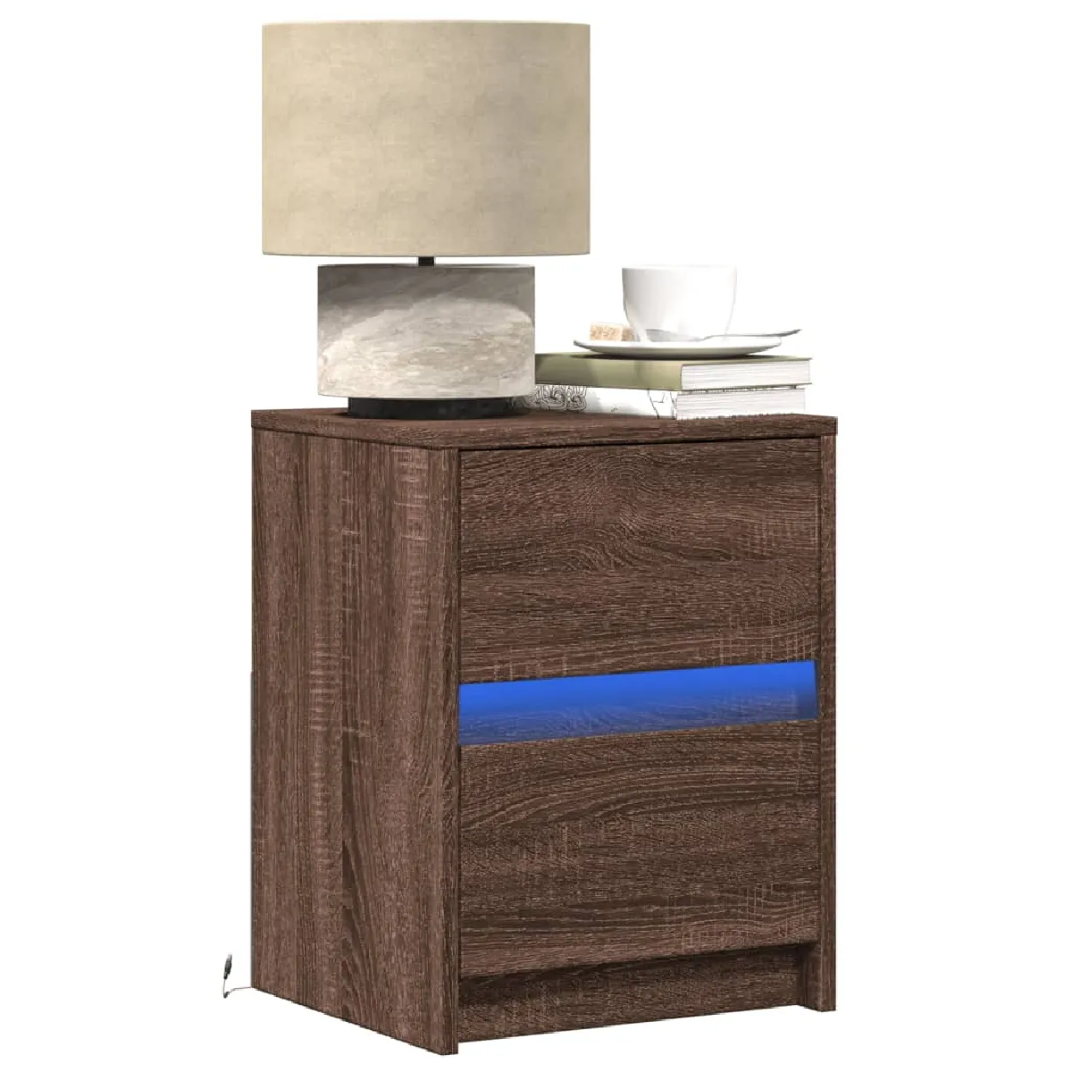 Vidaxl VIDA+ Armoires de chevet LED Chêne marron