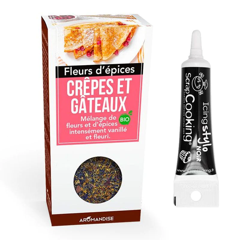 Fleurs d'épices Crêpes et gâteaux + Stylo de glaçage noir Youdoit