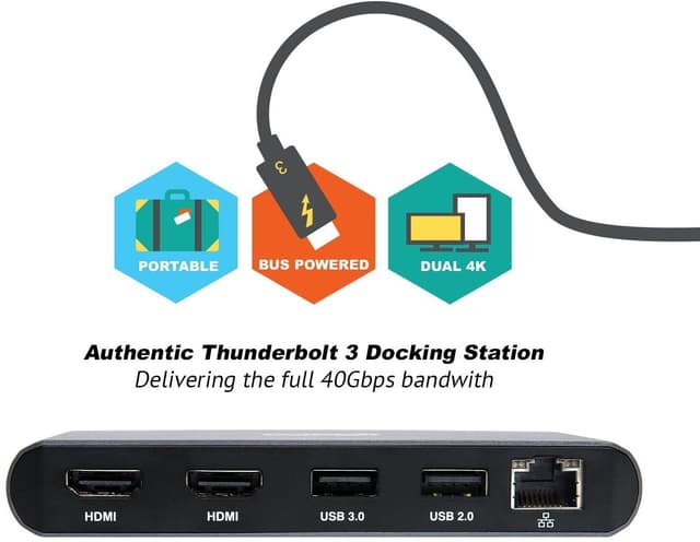 Caldigit Mini Dock Thunderbolt 3 Docking Station 2xhdmi 4k60Hz 1xrj45 Gigabit 1xUSB3,0 5Gbps 1xUSB 2,0 480mbps Aluminum Dual HDMI