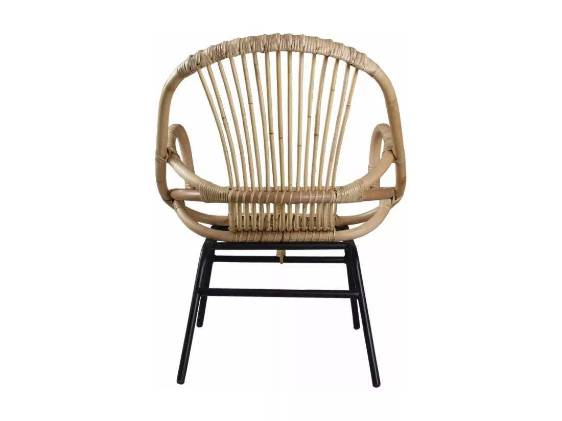 Fauteuil coquille en rotin et métal Ema