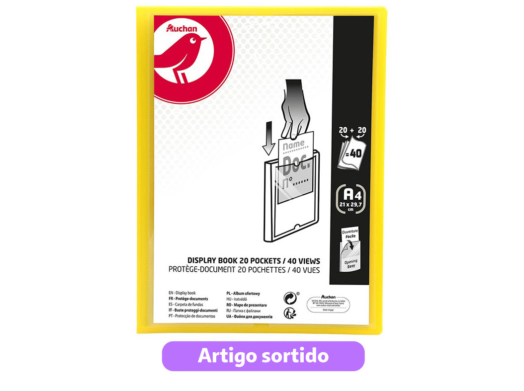 PORTFÓLIO AUCHAN A4 20 20 BOLSAS CORES SORTIDAS