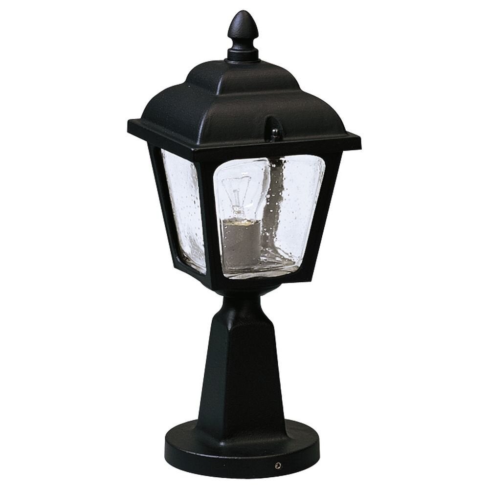 Sokkellamp A-142432, zwart, gegoten aluminium, hol glas, E27, IP44, 440x170x170mm