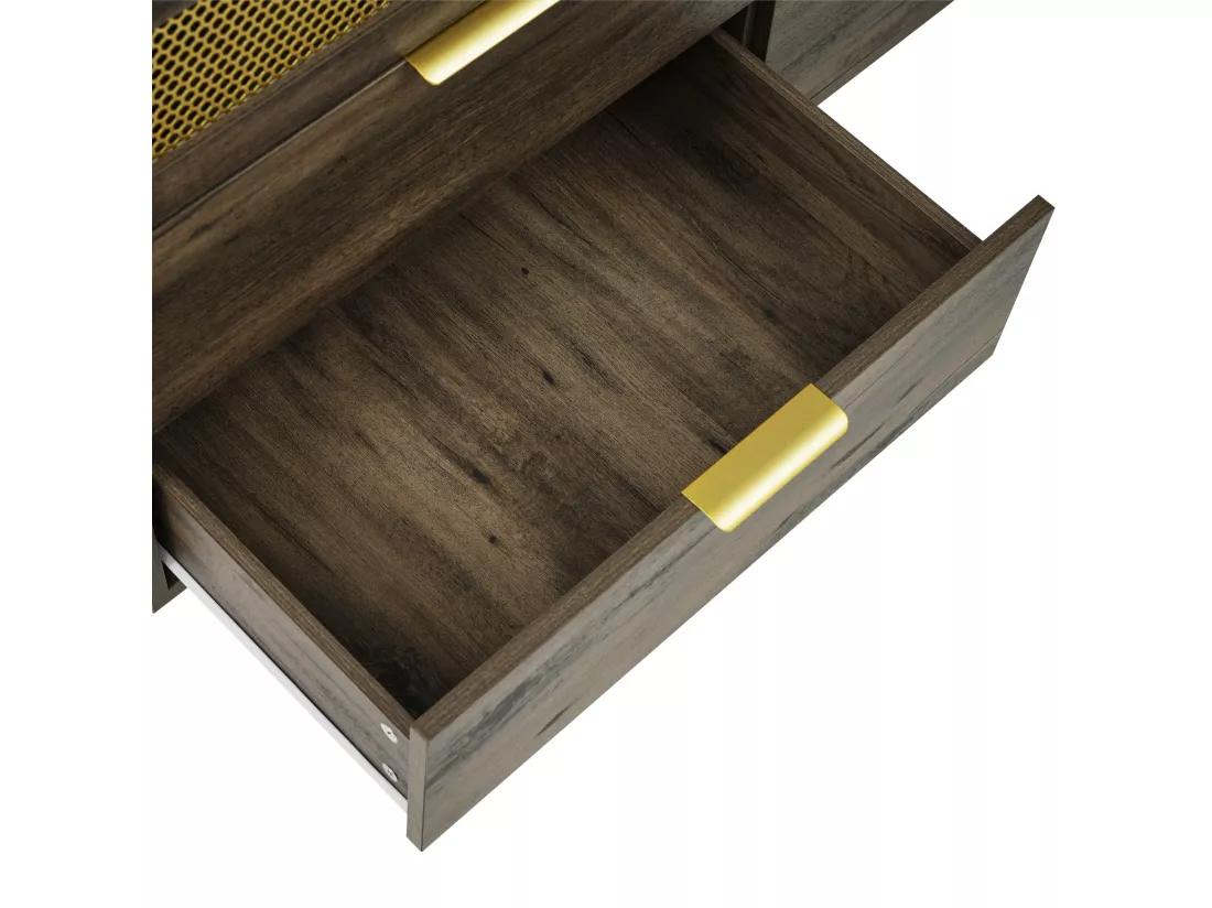 Commode avec 3 tiroirs et étagères réglables - poignées en métal - Marron