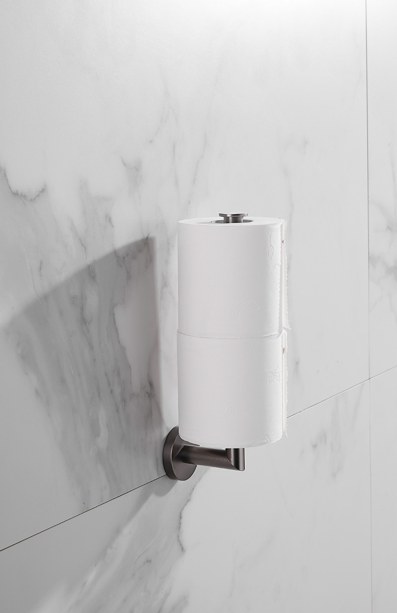 Saniclear Iron dubbele reserve rolhouder verouderd ijzer - gunmetal