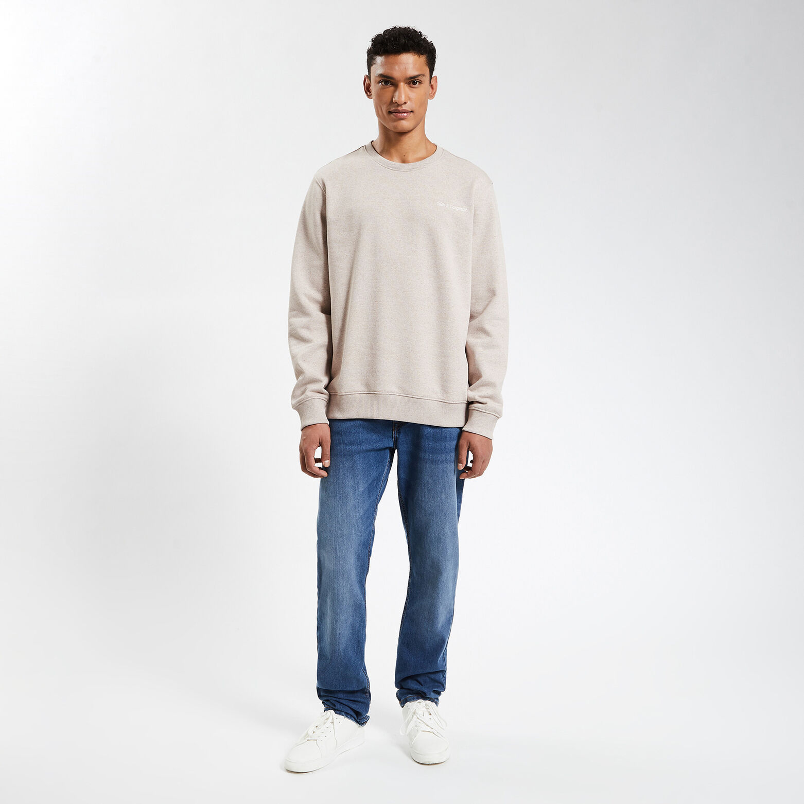 Sweat à col rond 100 % recyclé Beige