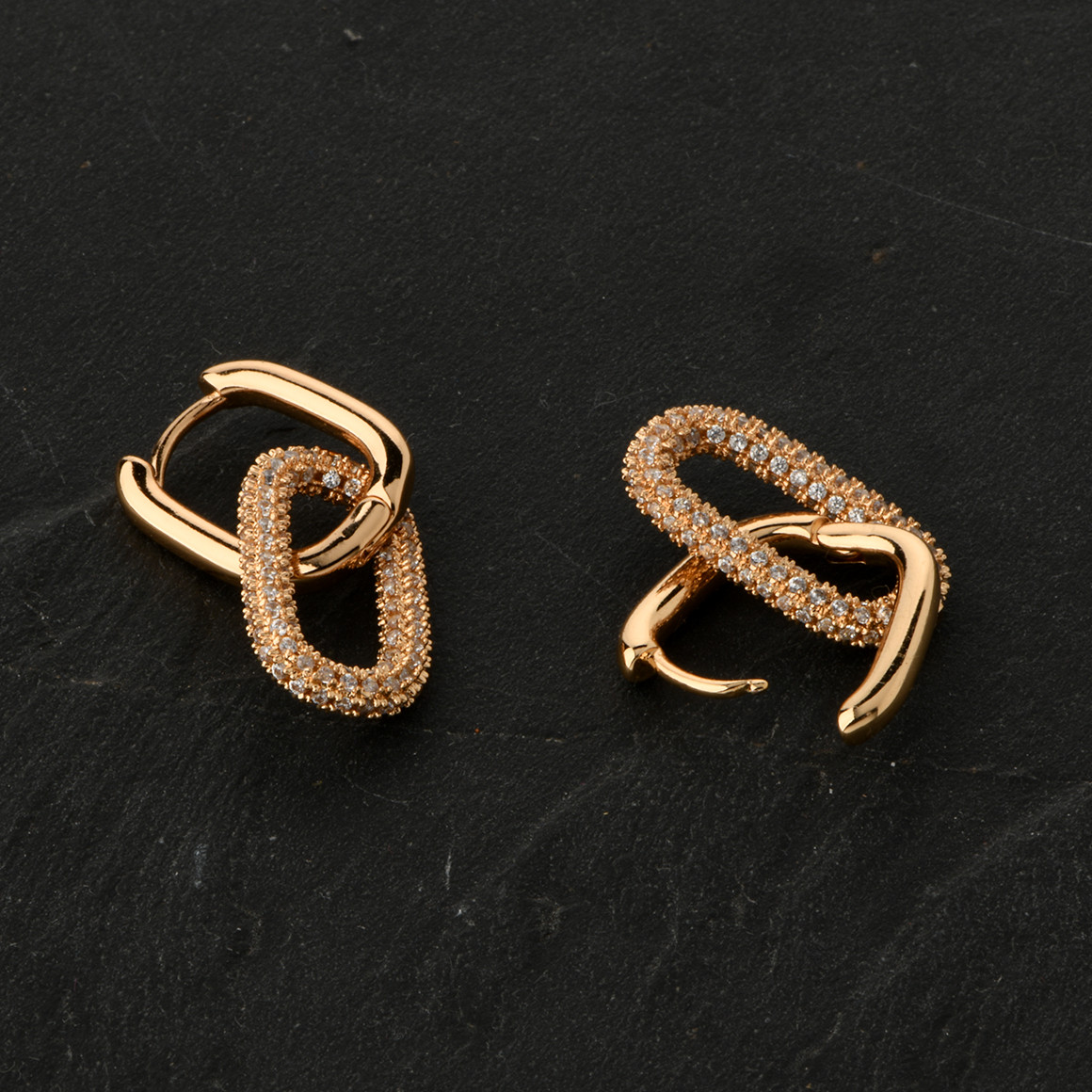 Gina Damen Creolen mit Steinchen gold