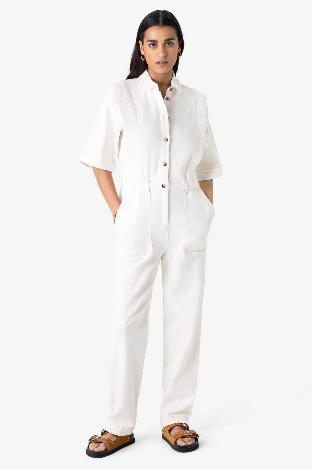 Witte denim jumpsuit