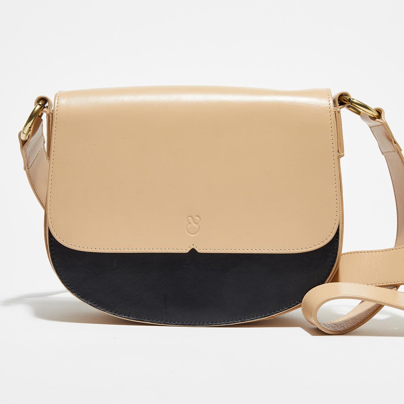 Chloé Stora Sac bandoulière en Cuir Salomé beige/noir - 22,5x19x4,5 cm