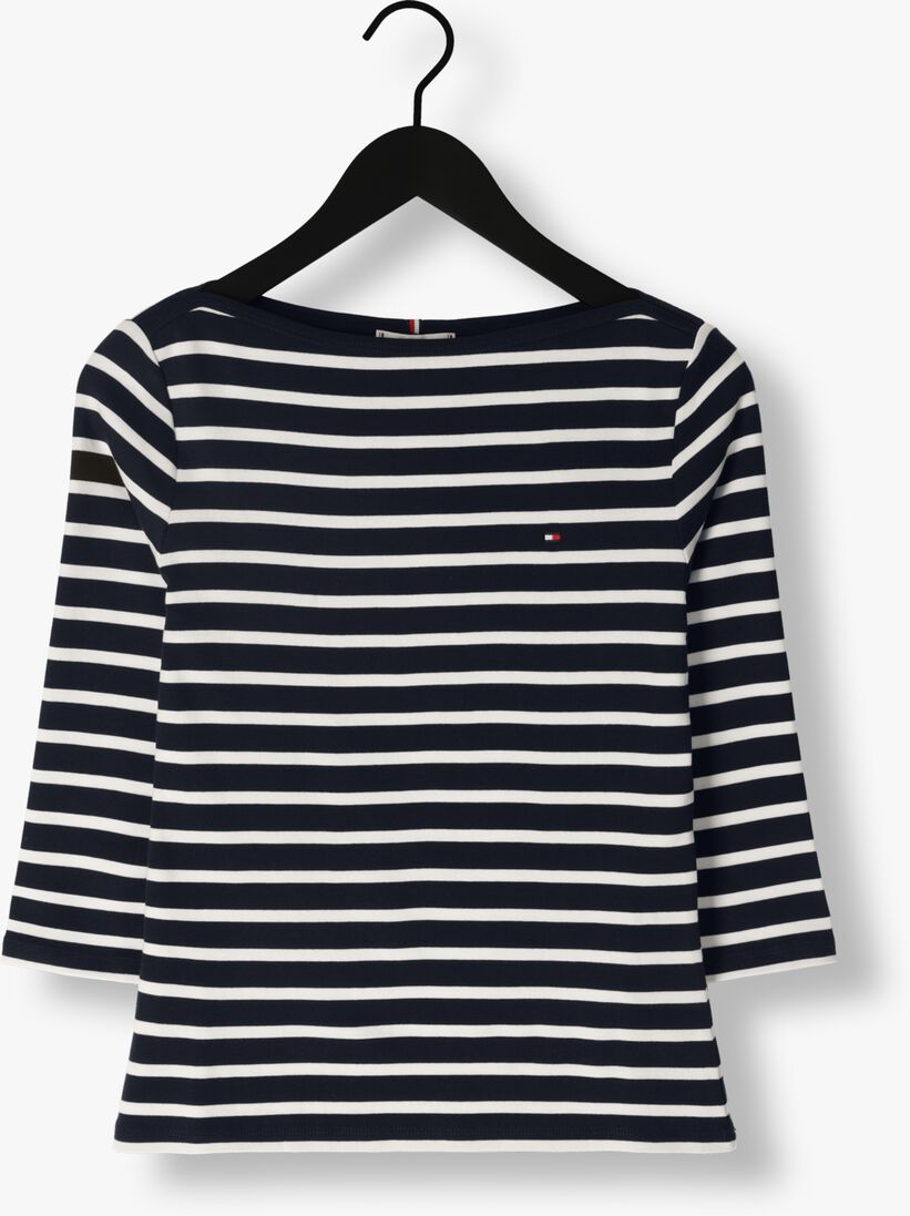 TOMMY HILFIGER donkerblauwe tommy hilfiger  new cody slim boat-nk ss 3/4slv
